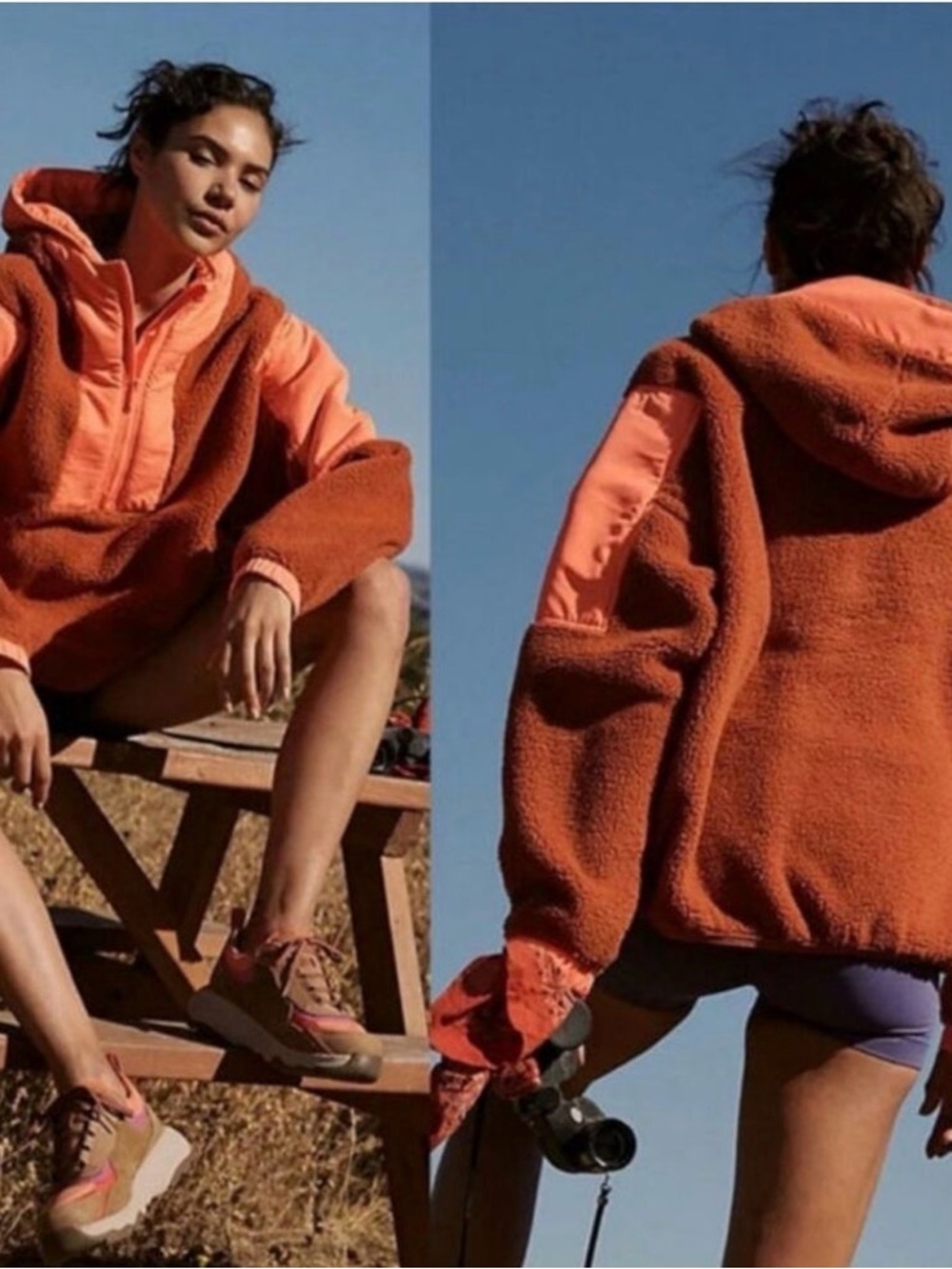FP Movement by Free People Lead the Pack Pullover Fleece Rust & Coral Size Large